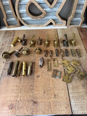 Vintage Assorted Brass Architectural Salvage Door Hardware Lot